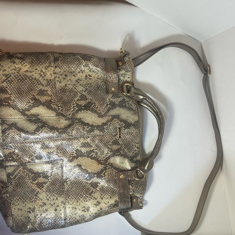 Lodis Python Print Handbag - image 1